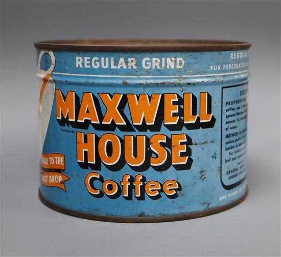 A 1930s tin of Maxwell House Coffee tin, unopened